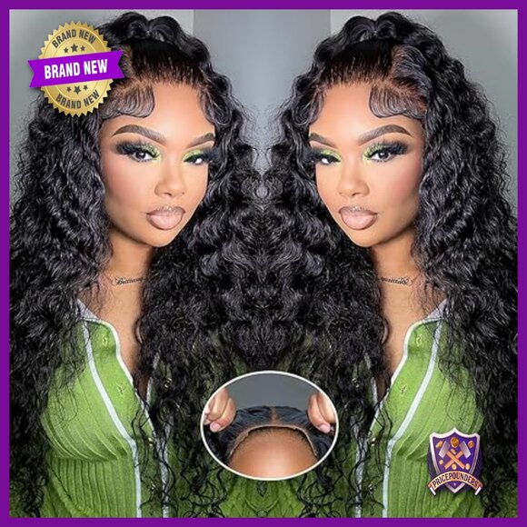 24 Inch Human Hair Wig 180 Density Glueless Lace Front Water Wave main image 4